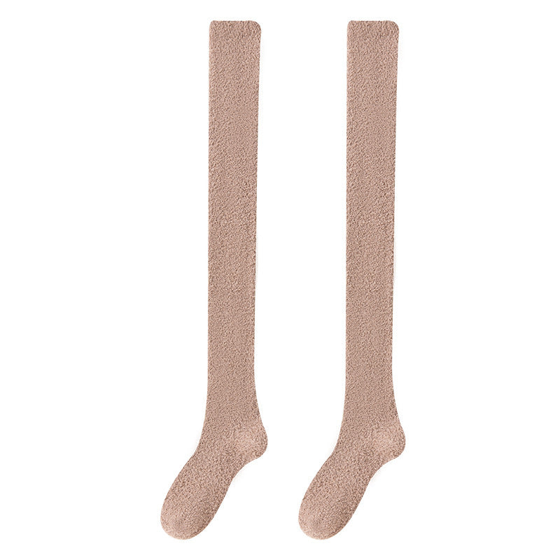 Chaussettes haute chaudes, épaisses et douces en polaire corail