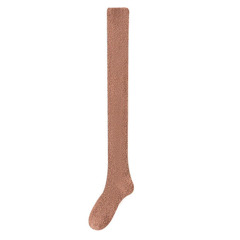 Chaussettes haute chaudes, épaisses et douces en polaire corail
