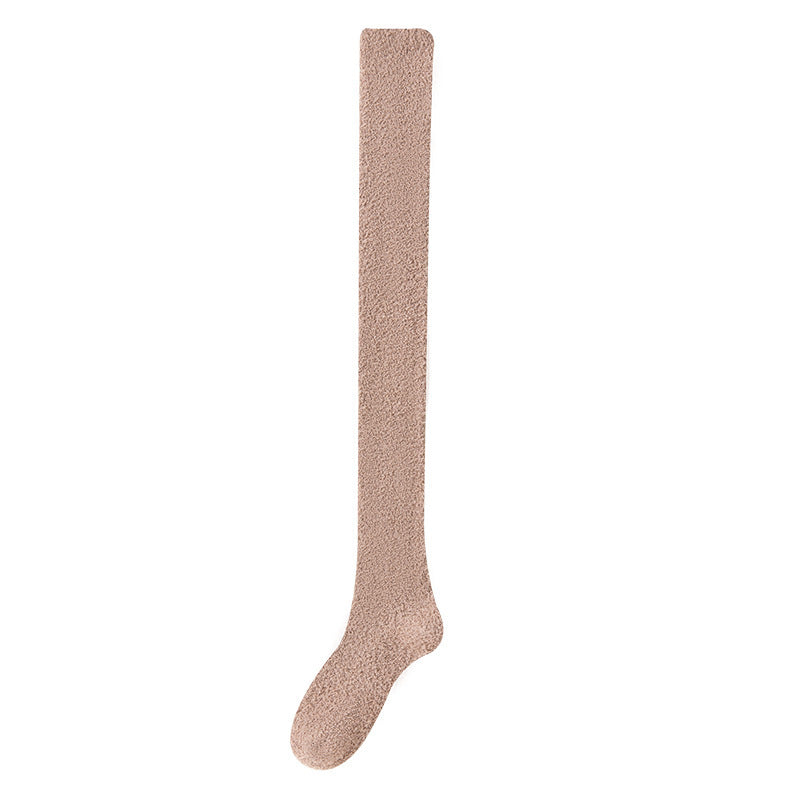 Chaussettes haute chaudes, épaisses et douces en polaire corail