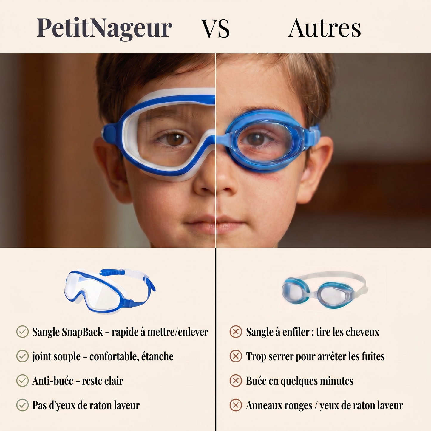 lunettes de natation anti-UV + anti-bué