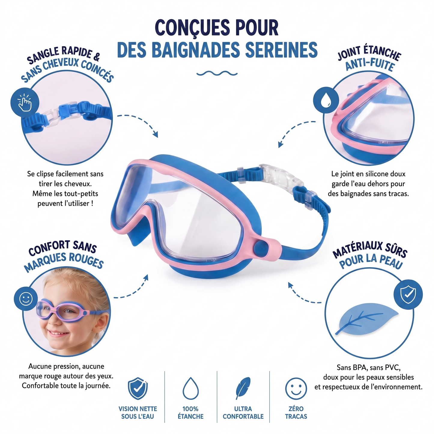 lunettes de natation anti-UV + anti-bué